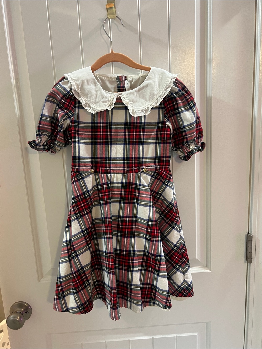 Janie and Jack Red and White Plaid Dress with Peter Pan Collar